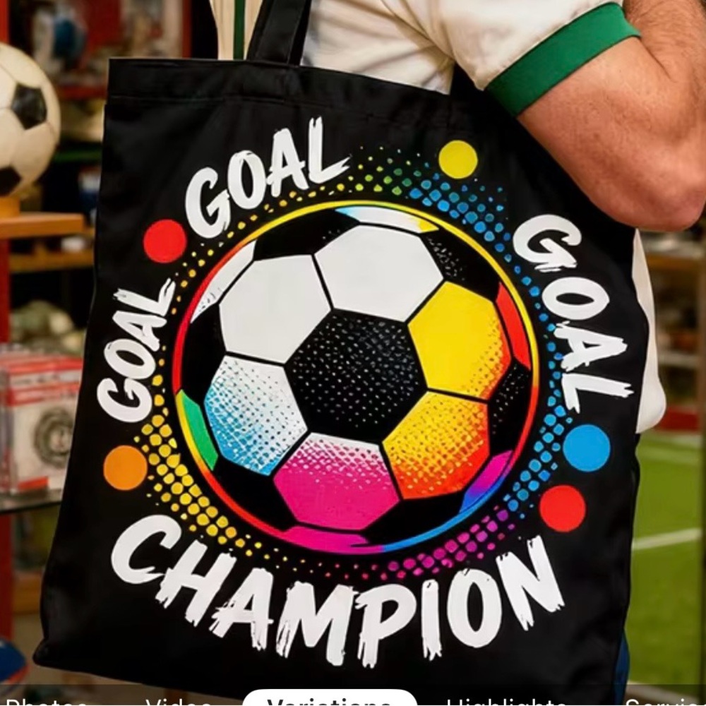 Colorful Soccer Tote Bag